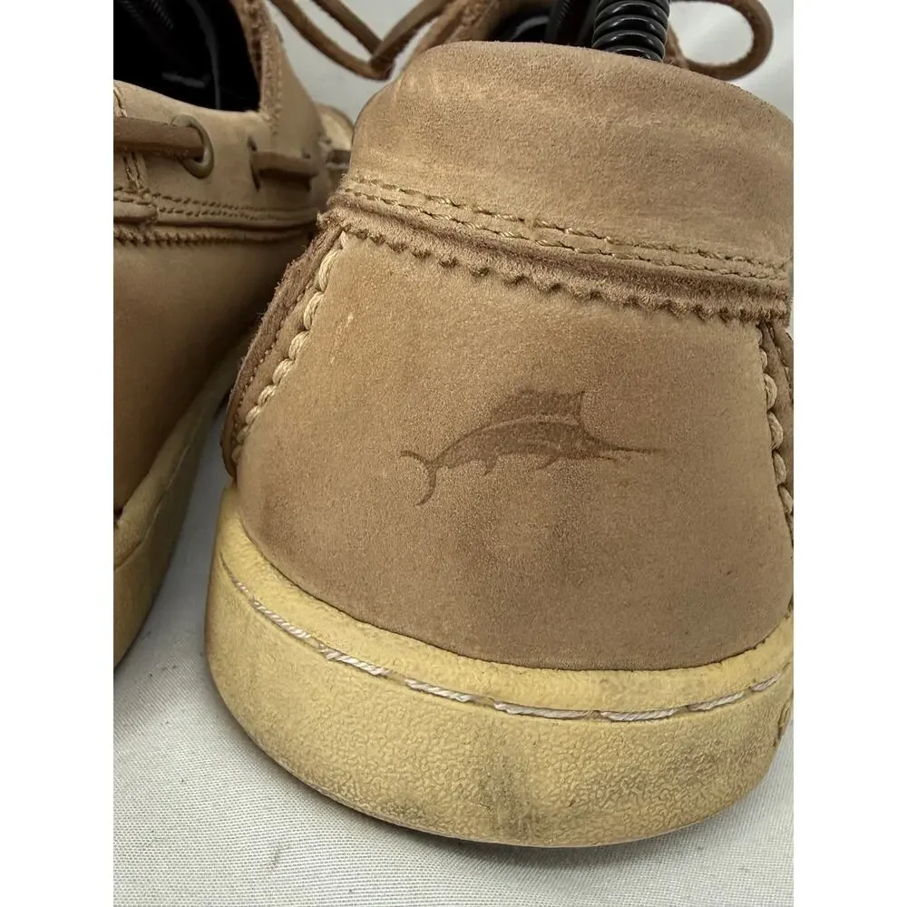 Tommy Bahama Arlington Boat Shoes Mens 12M Beige Nubuck Leather Lace Up Nautical